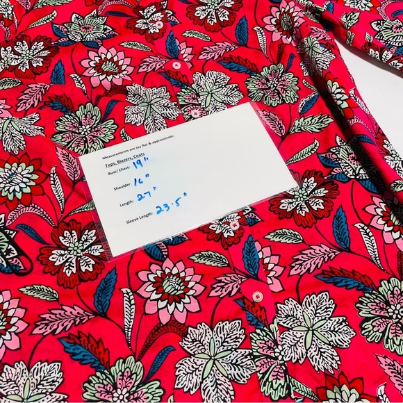 TALBOTS COTTON BUTTON FRONT PINK SHIRT - BEAUTIFUL BOTANICAL SIZE M - Picture 9 of 11